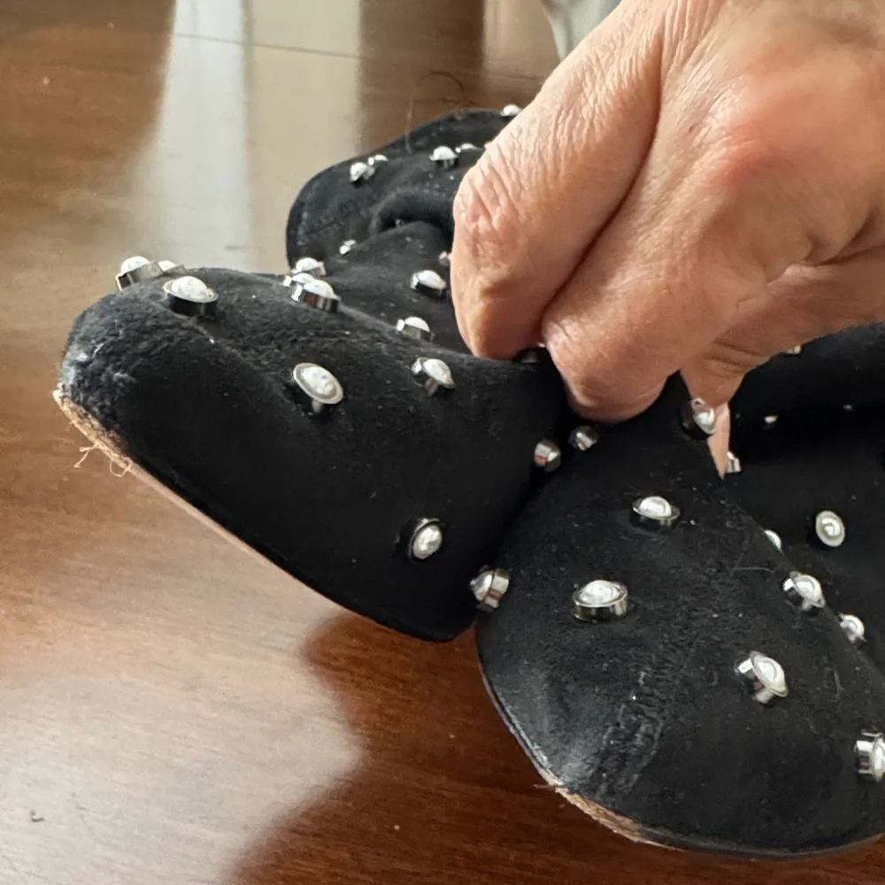 Louise et Cie Black Ankle Boots with Pearl Accents